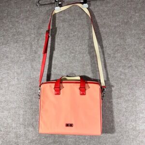 TUMI Nylon Messenger Bag Womens Orange Trim Laptop Travel Crossbody